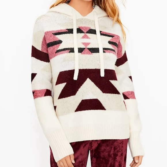 Lou & Grey Slopeside Hoodie sweater geo print chunky pullover Sz XL - Picture 1 of 9